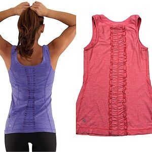 LULULEMON: Run Free Ruffle Back Tank in Watermelon Color -Size 6